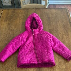The North Face Reversible Fuchsia Kids Hooded Puffer Jacket